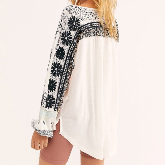 Free People Tripoli Slouchy Embroidered Boho Top - Picture 6 of 8